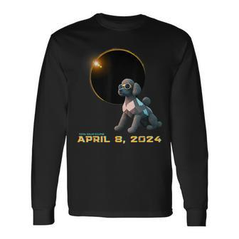 2024 Solar Eclipse Poodle Solar Eclipse Glasses Long Sleeve T-Shirt - Monsterry CA