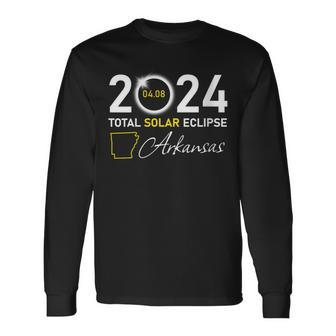 2024 Total Solar Eclipse Arkansas State Long Sleeve T-Shirt - Monsterry DE