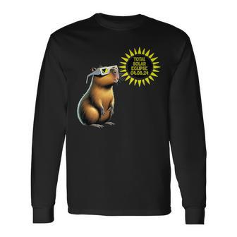 2024 Total Solar Eclipse Capybara Solar Eclipse 2024 Long Sleeve T-Shirt - Thegiftio UK