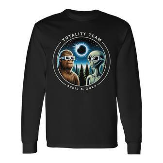 2024 Total Solar Eclipse Bigfoot Alien Totality Team Long Sleeve T-Shirt | Mazezy