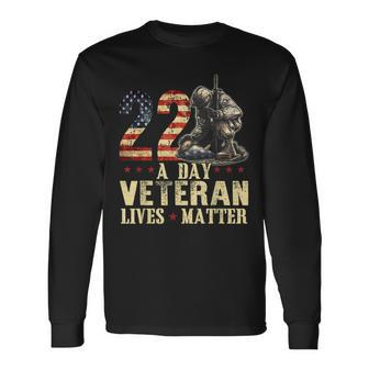 22 Day Veteran Lives Matter Suicide Awareness Us Flag Long Sleeve T-Shirt - Monsterry UK