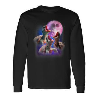 3 Sea Turtles Howling At The Moon Pet Turtle Tortoise Long Sleeve T-Shirt - Monsterry CA