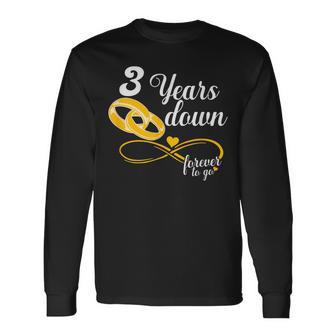 3 Years Down Forever To Go 3Rd Anniversary For Couples Long Sleeve T-Shirt - Monsterry AU