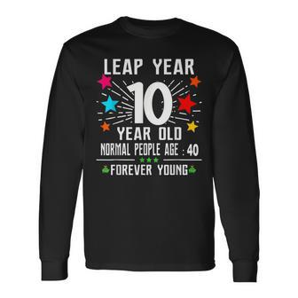 40 Years Old Birthday Leap Year 10 Year Old 40Th Bday Long Sleeve T-Shirt - Seseable