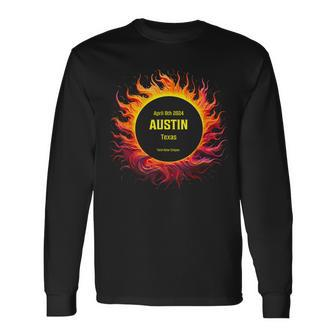 40824 Total Solar Eclipse 2024 Austin Texas Long Sleeve T-Shirt - Seseable