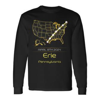 40824 Total Solar Eclipse 2024 Erie Pennsylvania Long Sleeve T-Shirt | Mazezy
