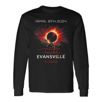 40824 Total Solar Eclipse 2024 Evansville Indiana Long Sleeve T-Shirt - Monsterry CA