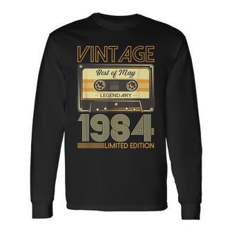 40Th Birthday Man May Vintage 1984 Vintage Cassette Long Sleeve T-Shirt - Monsterry AU