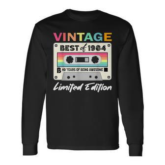 40Th Birthday Retro Cassette Best Of 1984 Long Sleeve T-Shirt - Seseable