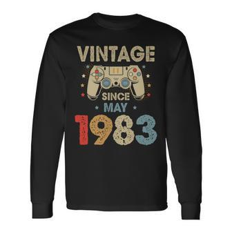 41St Birthday Boy Gamer Vintage May 1983 Bday Long Sleeve T-Shirt - Monsterry CA