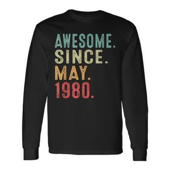 44 Years Old Awesome Since May 1980 44Th Birthday Long Sleeve T-Shirt | Mazezy CA