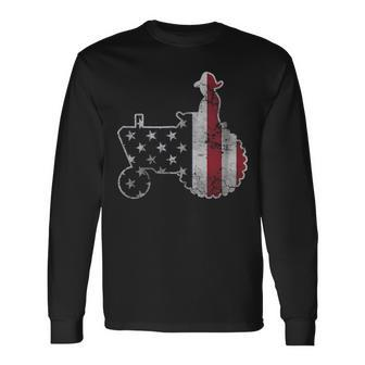 4Th Of July American Flag Tractor Usa Independence Day Long Sleeve T-Shirt | Mazezy