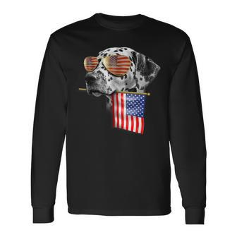 4Th Of July Fun American Flag Dalmatian Dog Lover Long Sleeve T-Shirt - Monsterry CA