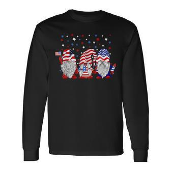 4Th Of July Gnomes Patriotic American Flag Cute Usa Gnome Long Sleeve T-Shirt - Monsterry