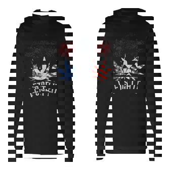 4Th Of July Let's Get Lit Weed American Flag Marijuana 420 Long Sleeve T-Shirt | Seseable UK