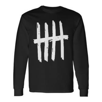 5Th Birthday Outfit 5 Years Old Tally Marks Anniversary Long Sleeve T-Shirt - Monsterry