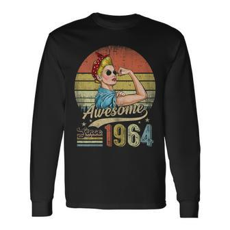 60 Year Old Awesome Since 1964 60Th Birthday Women Long Sleeve T-Shirt - Seseable