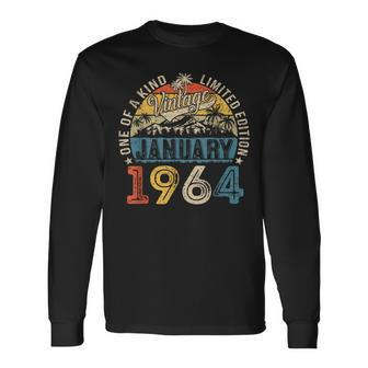 60 Years Old Made In 1964 January 1964 Vintage 60Th Birthday Long Sleeve T-Shirt - Seseable