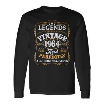 60Th Birthday For Legends Born 1964 60 Yrs Old Vintage Long Sleeve T-Shirt - Monsterry UK