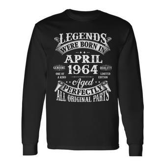 60Th Birthday Legends Born In April 1964 60 Years Old Long Sleeve T-Shirt - Thegiftio UK