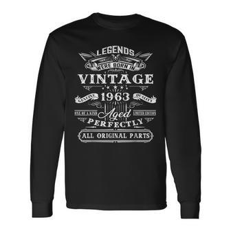 61St Birthday For Legends Born 1963 61 Yrs Old Vintage Long Sleeve T-Shirt - Thegiftio UK