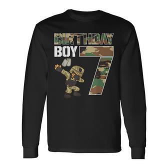 7 Year Old Boy Military Army 7Th Birthday Boy Long Sleeve T-Shirt - Monsterry