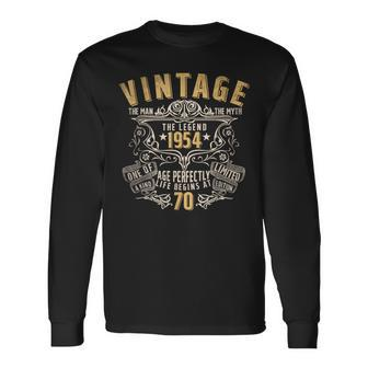 70 Year Old Vintage 1954 Man Myth Legend 70Th Birthday Long Sleeve T-Shirt - Monsterry UK