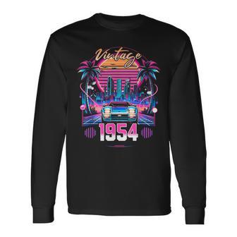 70 Years Old Synthwave Aesthetic Vintage 1954 70Th Birthday Long Sleeve T-Shirt - Monsterry DE