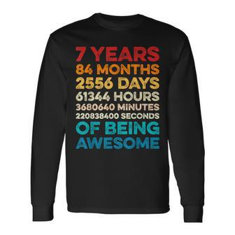 7Th Birthday 7 Years Of Being Awesome Vintage 7 Years Old Long Sleeve T-Shirt - Seseable
