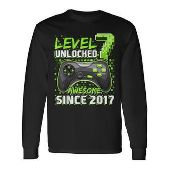 7Th Birthday Gamer 7 Years Old Bday Boy Seven Son Long Sleeve T-Shirt - Monsterry UK