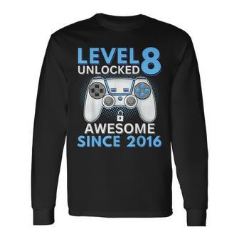 8 Year Old Birthday Eight Gamer 8Th Birthday Boy Long Sleeve T-Shirt - Seseable