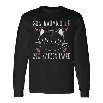 80 Cotton 20 Cat Hair Cat Slogan Langarmshirts - Seseable