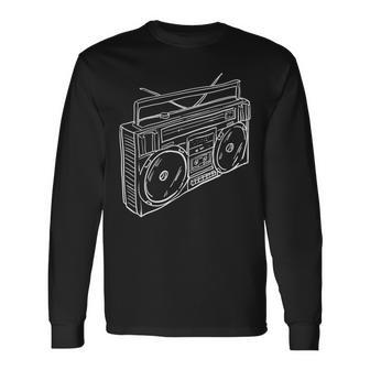 80S & 90S Old School Music Hip Hop Beatbox Boombox Long Sleeve T-Shirt - Monsterry AU