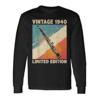 84 Years Old Vintage 1940 Clarinet Lover 84Th Birthday Long Sleeve T-Shirt - Monsterry