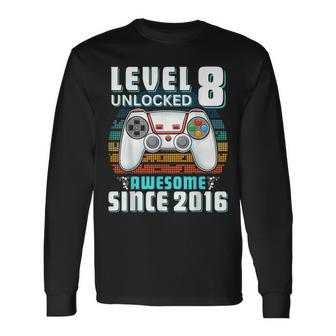 8Th Birthday Boy Eight Gamer 8 Year Old Birthday Long Sleeve T-Shirt - Seseable