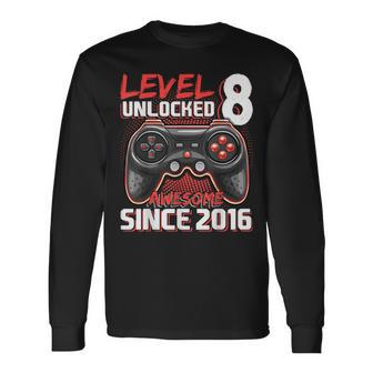 8Th Birthday Gamer 8 Year Old Bday Boy Eight Son Long Sleeve T-Shirt - Monsterry