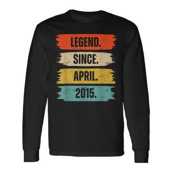 9 Years Old Legend Since April 2015 9Th Birthday Boys Long Sleeve T-Shirt | Mazezy
