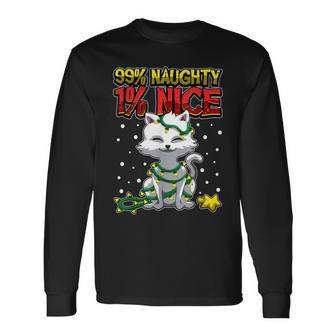 99 Percent Naughty Only 1 Percent Nice Cute Kitty Owner Long Sleeve T-Shirt - Monsterry UK