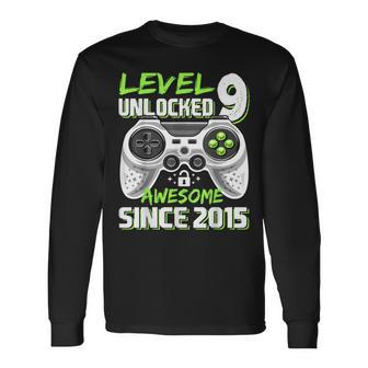 9Th Birthday Gamer 9 Year Old Bday Boy Nine Son Long Sleeve T-Shirt - Seseable