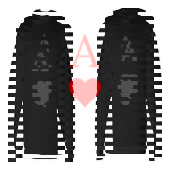 Ace Of Hearts Playing Card Symbol And Letter Long Sleeve T-Shirt - Thegiftio UK