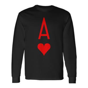 Ace Of Hearts Poker Black Jack Deck Of Cards Long Sleeve T-Shirt - Monsterry DE