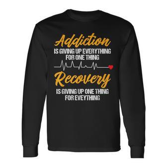 Addiction Recovery Sobriety Anniversary Aa Na Heartbeat Long Sleeve T-Shirt - Monsterry UK