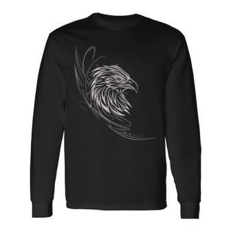 Adler Mit Fineline Tribal Adlerkopf Tattoo Für Animal Lover Langarmshirts - Geschenkecke