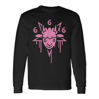 Adorable Satanic 666 Baphomet Pentagram Long Sleeve T-Shirt - Monsterry DE