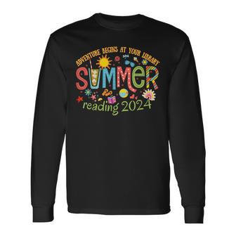 Adventure Begins At Your Library Summer Reading Program 2024 Long Sleeve T-Shirt | Mazezy