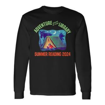 Adventure Begins At Your Library Summer Reading Program 2024 Long Sleeve T-Shirt - Thegiftio UK
