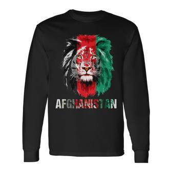 Afghanistan Flag Lion Free Afghanistan Langarmshirts - Seseable