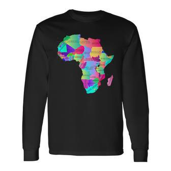 Africa Map With Boundaries And Countries Names Long Sleeve T-Shirt - Seseable