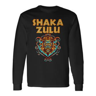Africa Pride Zulu Warrior Shaka Lion African Tribe King Zulu Long Sleeve T-Shirt - Monsterry DE