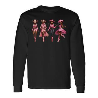 African American Black Cowgirls Western Country Rodeo Texas Long Sleeve T-Shirt - Monsterry UK